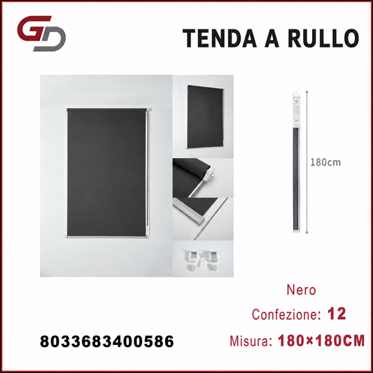 TENDA A RULLO TRASLUCIDA 180*180CM NERO