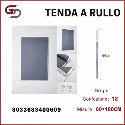 TENDA A RULLO TRASLUCIDA 60*180CM GRIGIO