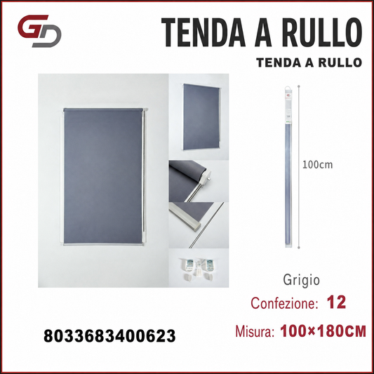 TENDA A RULLO TRASLUCIDA 100*180CM GRIGIO