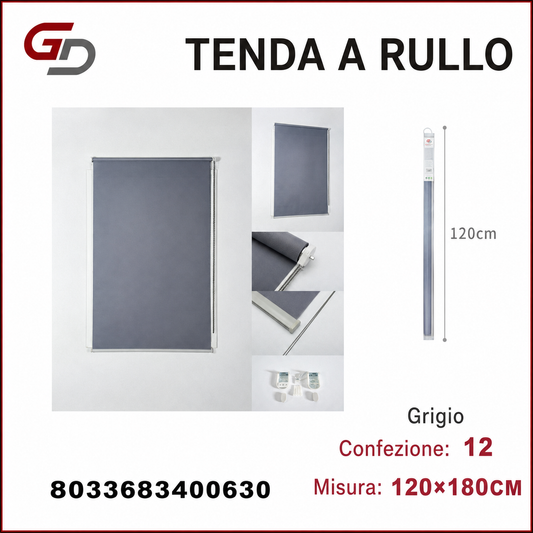 TENDA A RULLO TRASLUCIDA 120*180CM GRIGIO