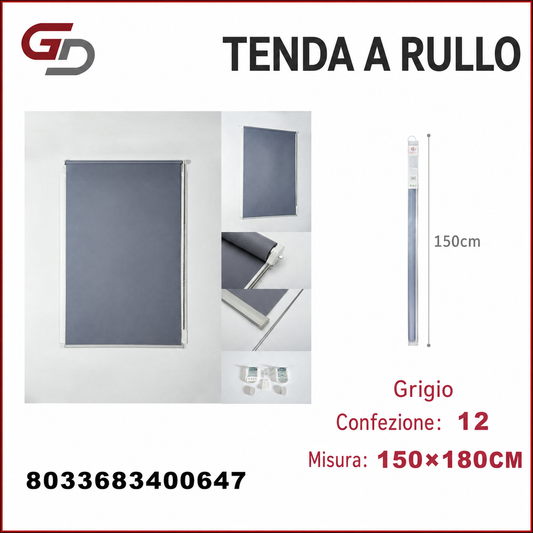 TENDA A RULLO TRASLUCIDA 150*180CM GRIGIO