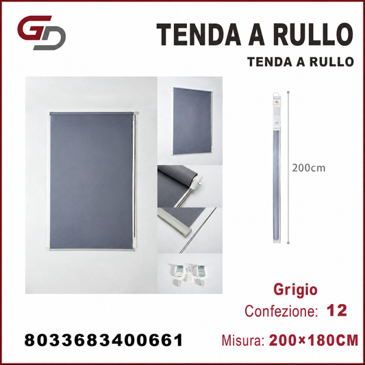 TENDA A RULLO TRASLUCIDA 200*180CM GRIGIO