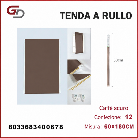TENDA A RULLO TRASLUCIDA 60*180CM MARRONE SCURO