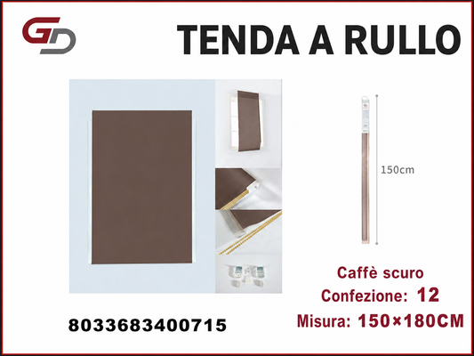TENDA A RULLO TRASLUCIDA 150*180CM MARRONE SCURO