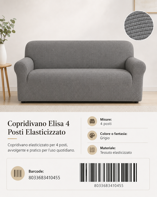 Copridivano 4P Elasticizzato Elisa4 - 8033683410455