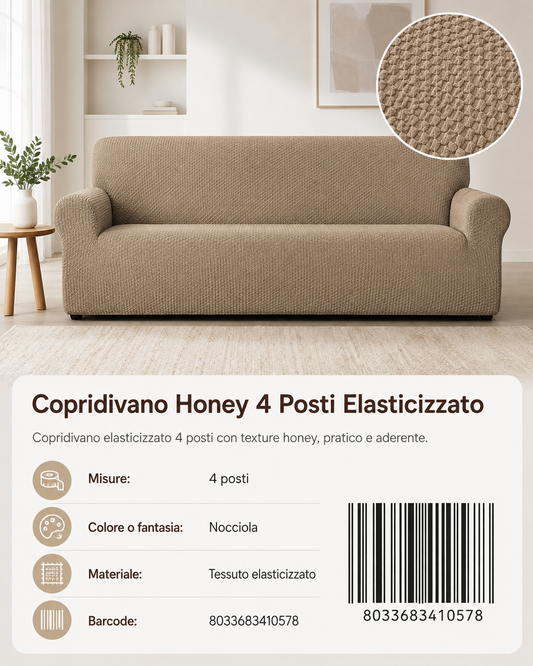 Copridivano Elasticizzato Honey 4 Posti - 8033683410578