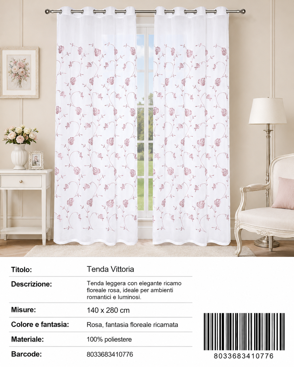 TENDA PER CASA VITTORIA 140*280CM - 8033683410776