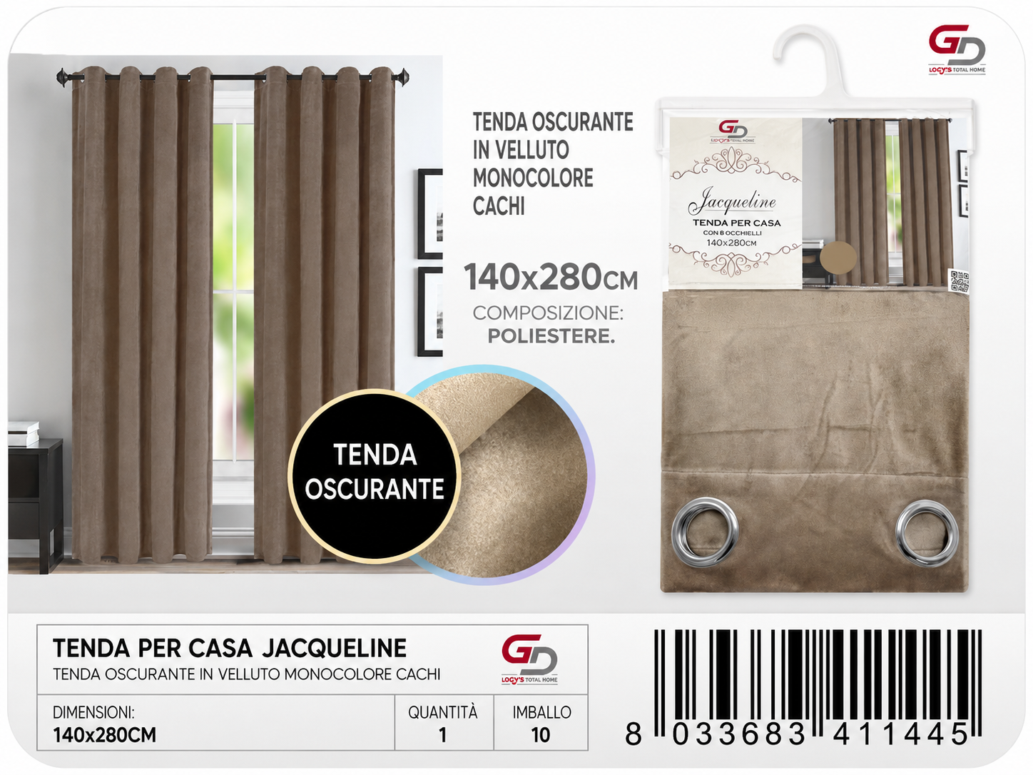 TENDA PER CASA JACQUELINE 140*280CM 260G