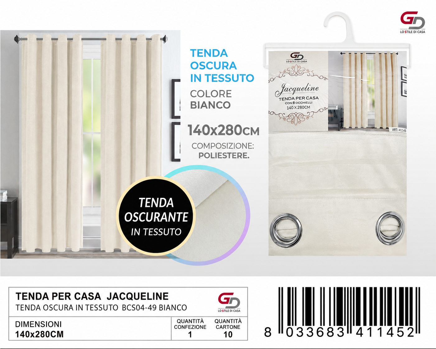 TENDA PER CASA JACQUELINE 140*280CM 260G