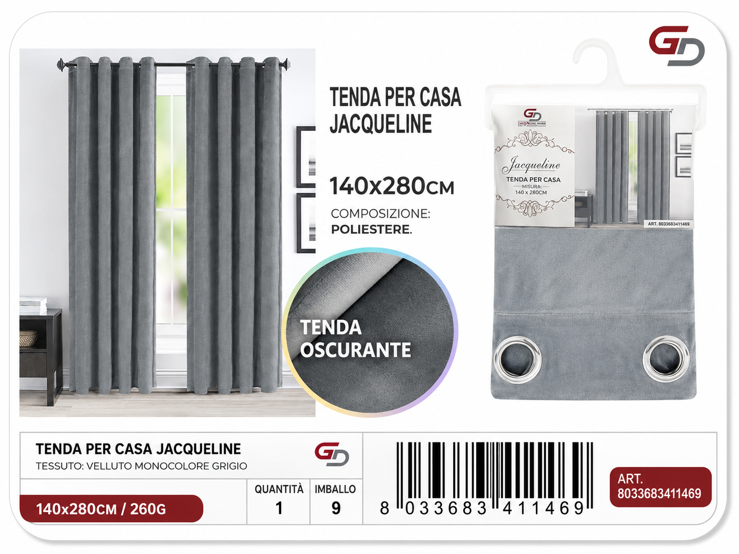 TENDA PER CASA JACQUELINE 140*280CM 260G