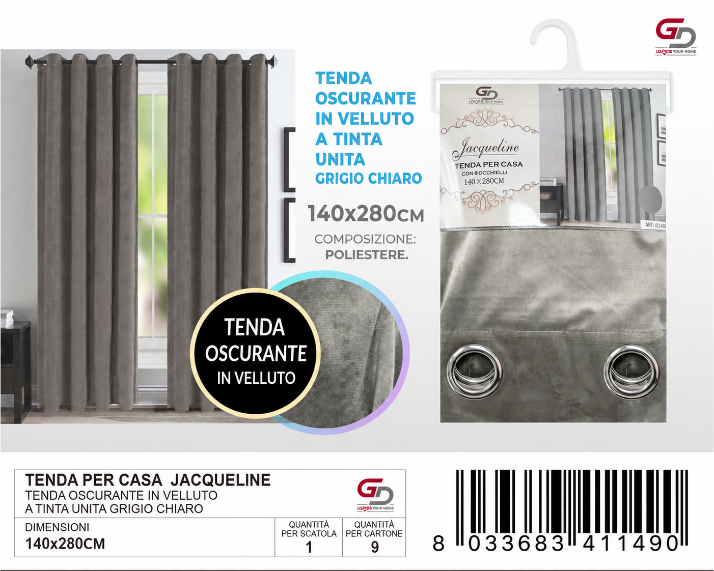TENDA PER CASA JACQUELINE 140*280CM 260G