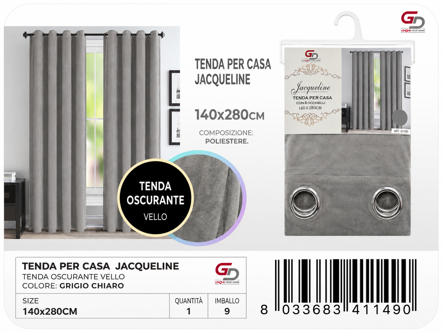 TENDA PER CASA JACQUELINE 140*280CM 260G