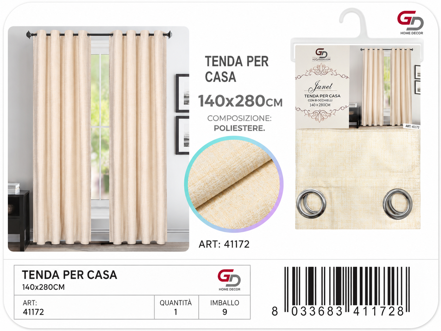TENDA PER CASA JANET 140*280CM