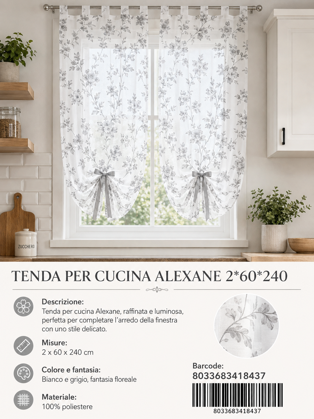 TENDA PER CUCINA ALEXANE 2*60*240 - 8033683418437