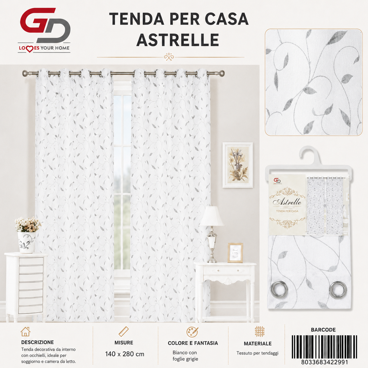 TENDA PER CASA ASTRELLE 140*280CM - 8033683422991