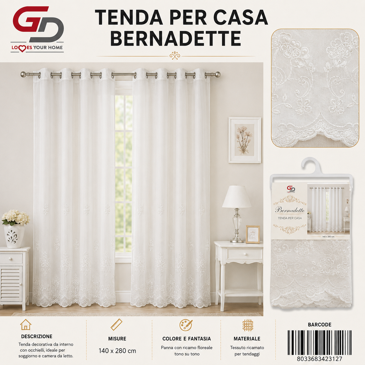 TENDA PER CASA BERNADETTE 140*280CM - 8033683423127