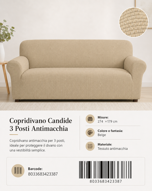 Copridivano Candide 2 Posti 223*179Cm Antimacchia - 8033683423387