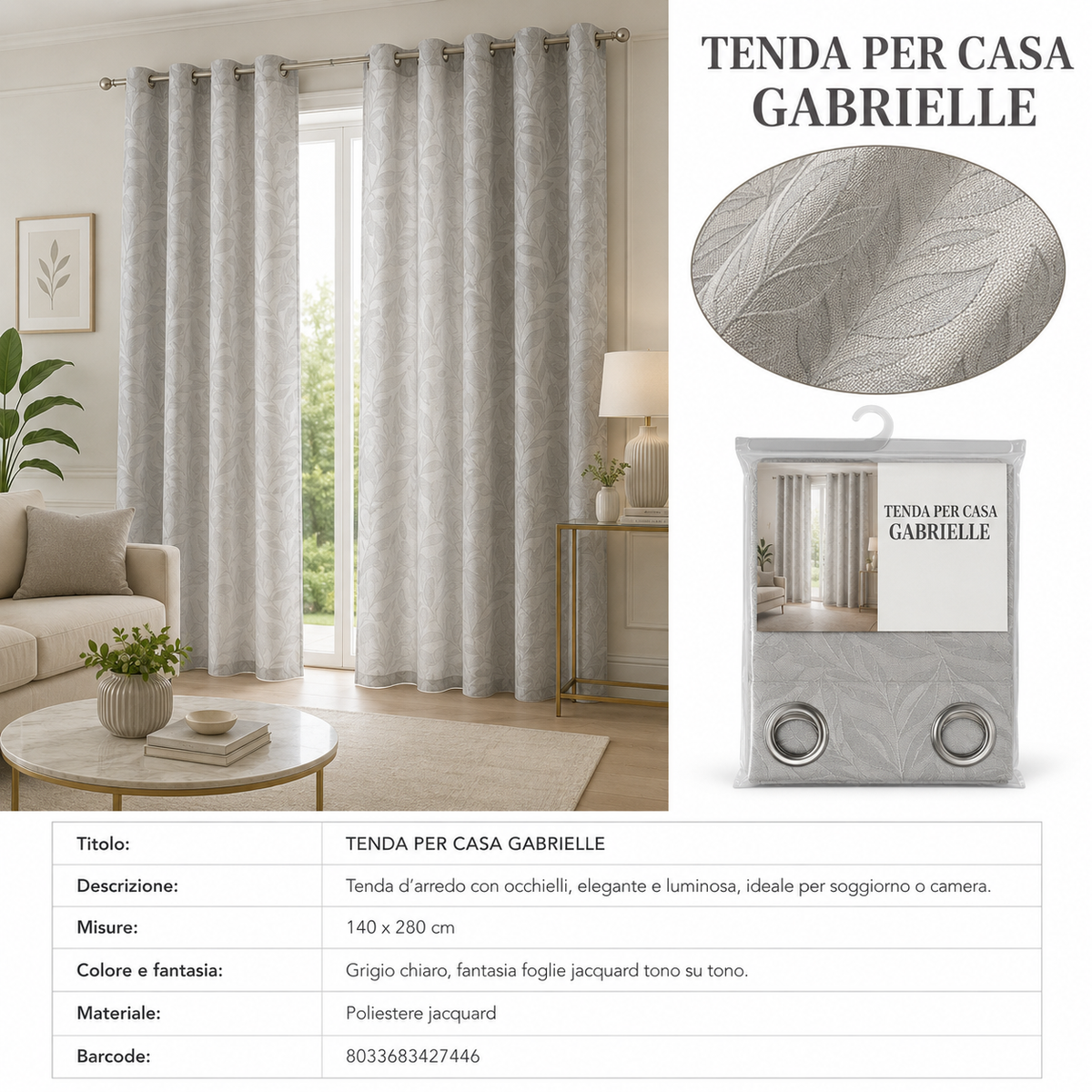 TENDA PER CASA GABRIELLE 140*280CM - 8033683427446