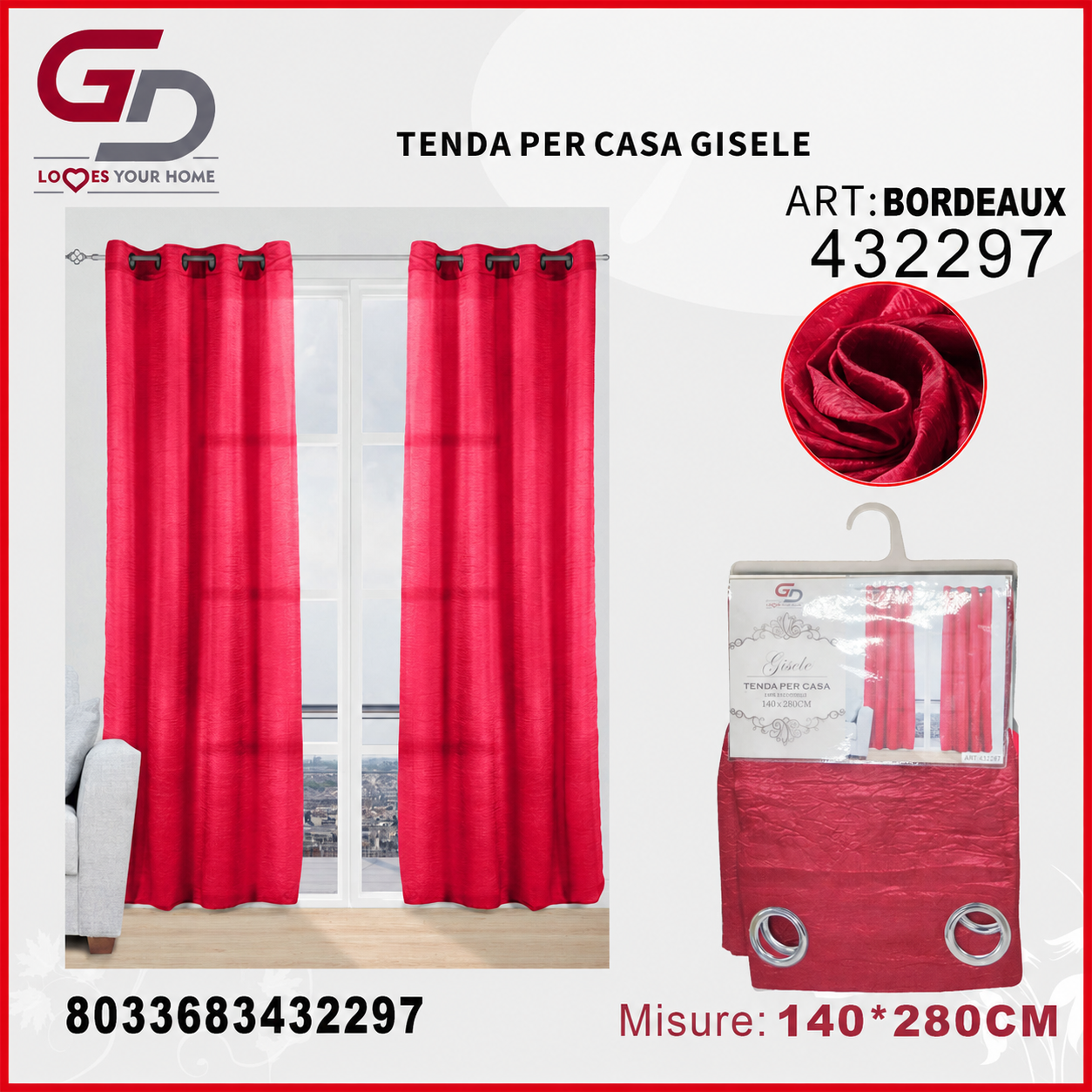 TENDA PER CASA GISELE 140*280CM