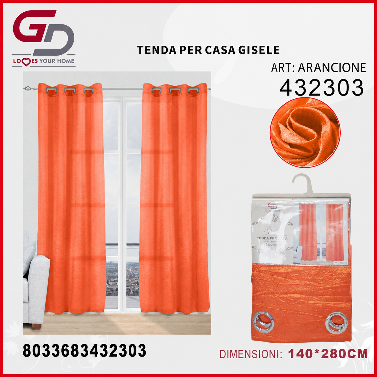 TENDA PER CASA GISELE 140*280CM