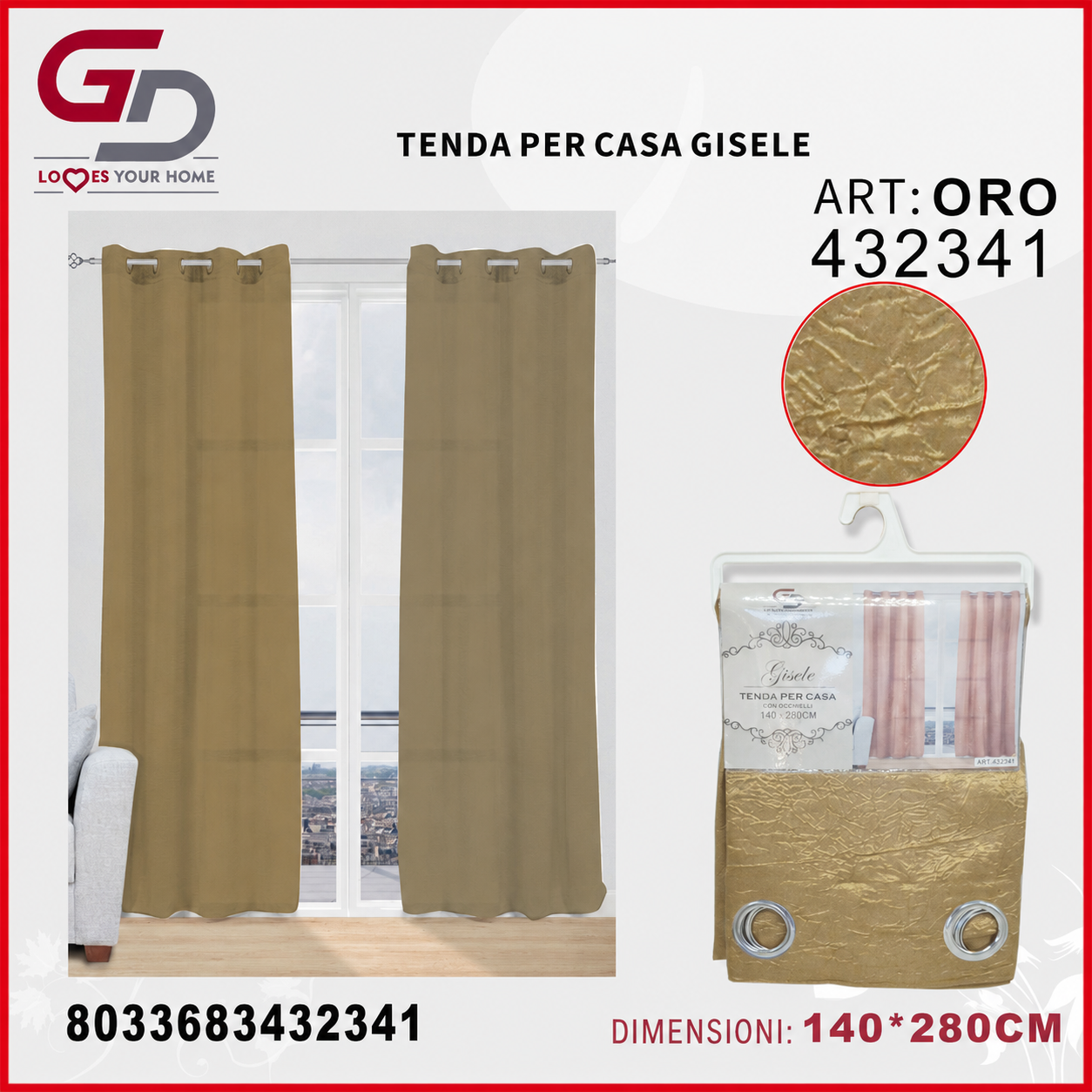 TENDA PER CASA GISELE 140*280CM