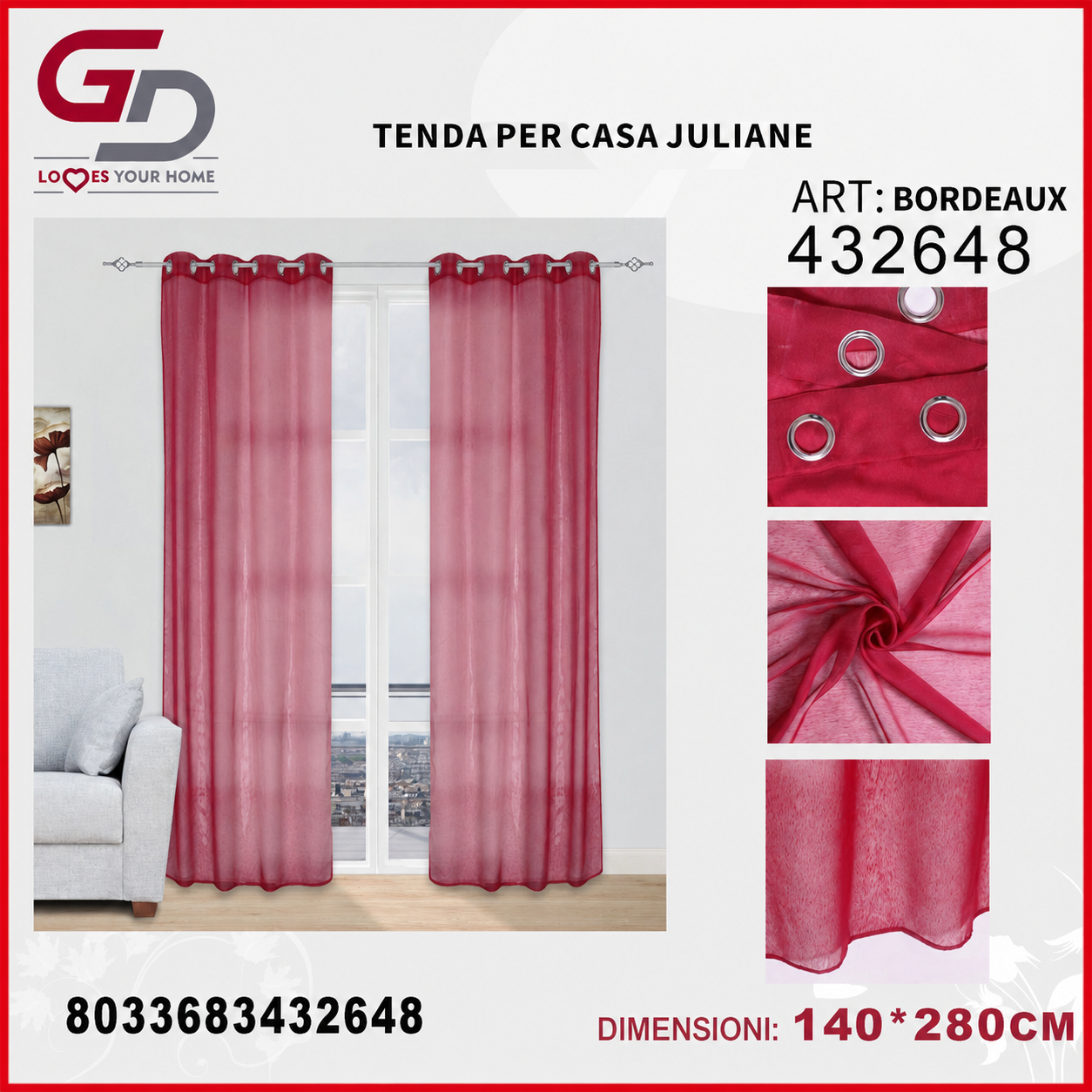 TENDA PER CASA JULIANE 140*280CM
