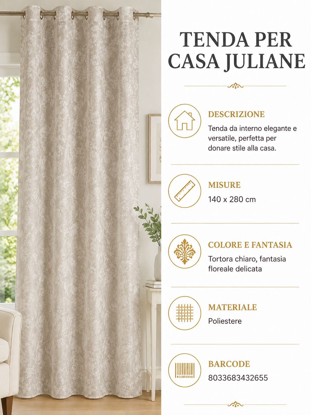 TENDA PER CASA JULIANE 140*280CM