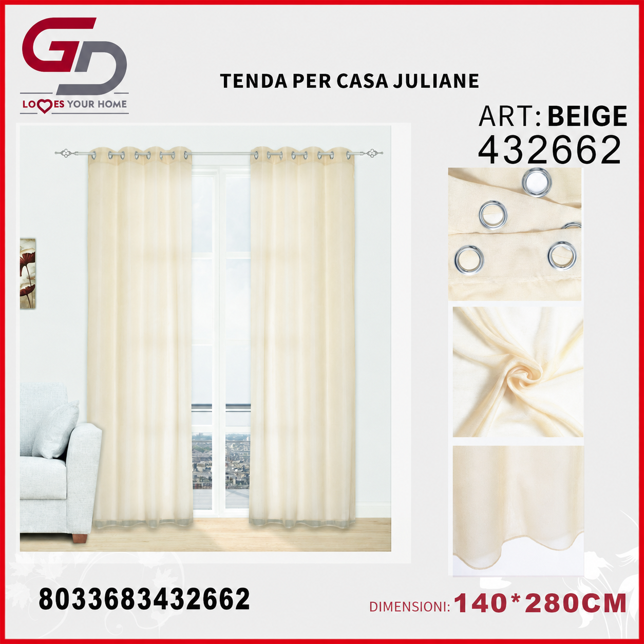 TENDA PER CASA JULIANE 140*280CM