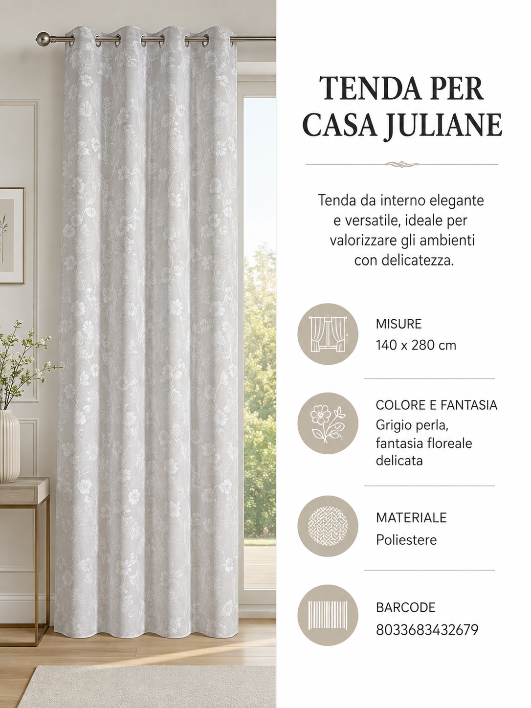 TENDA PER CASA JULIANE 140*280CM