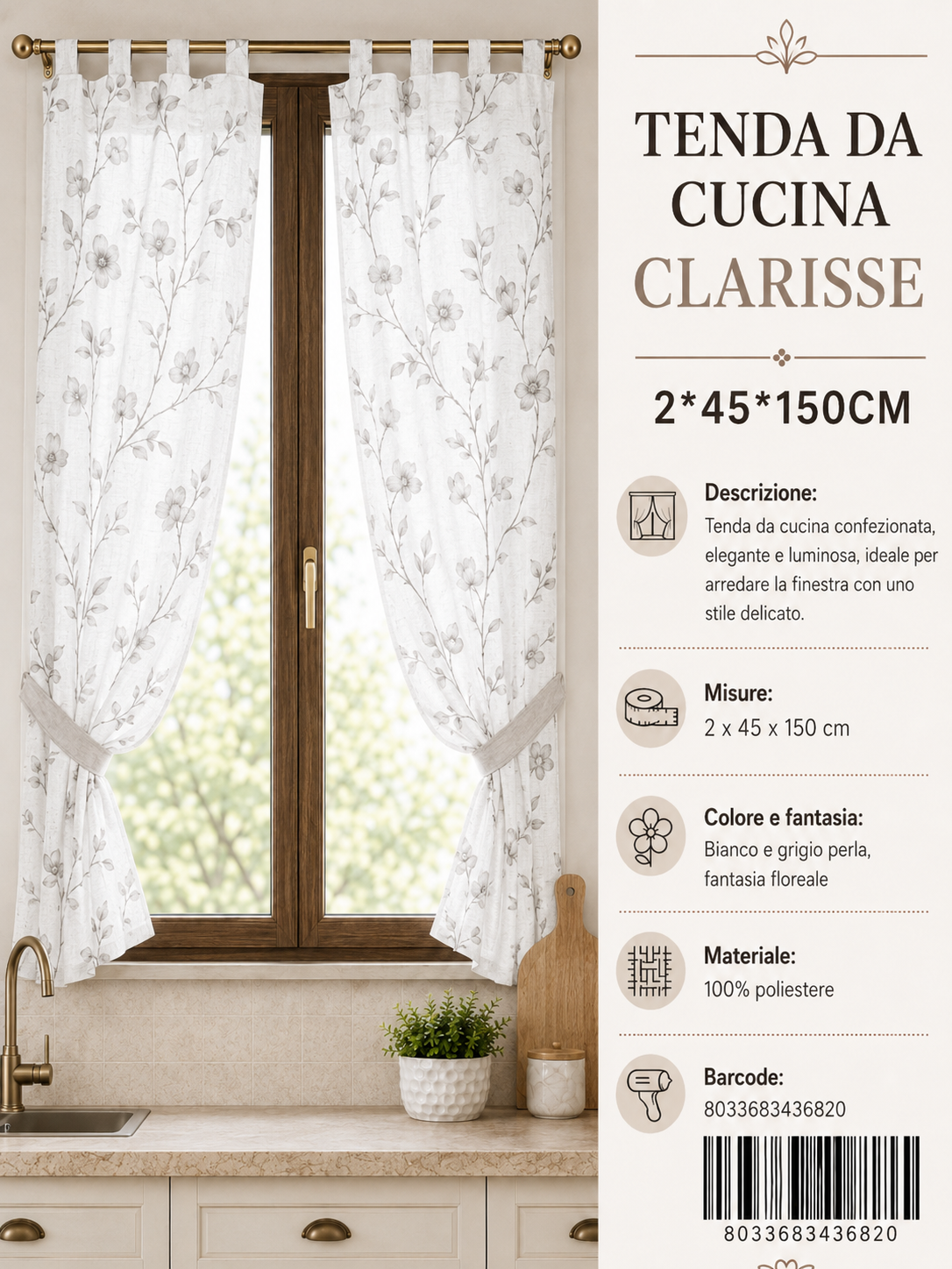 TENDA DA CUCINA MICHELE 2*60*150CM - 8033683436820