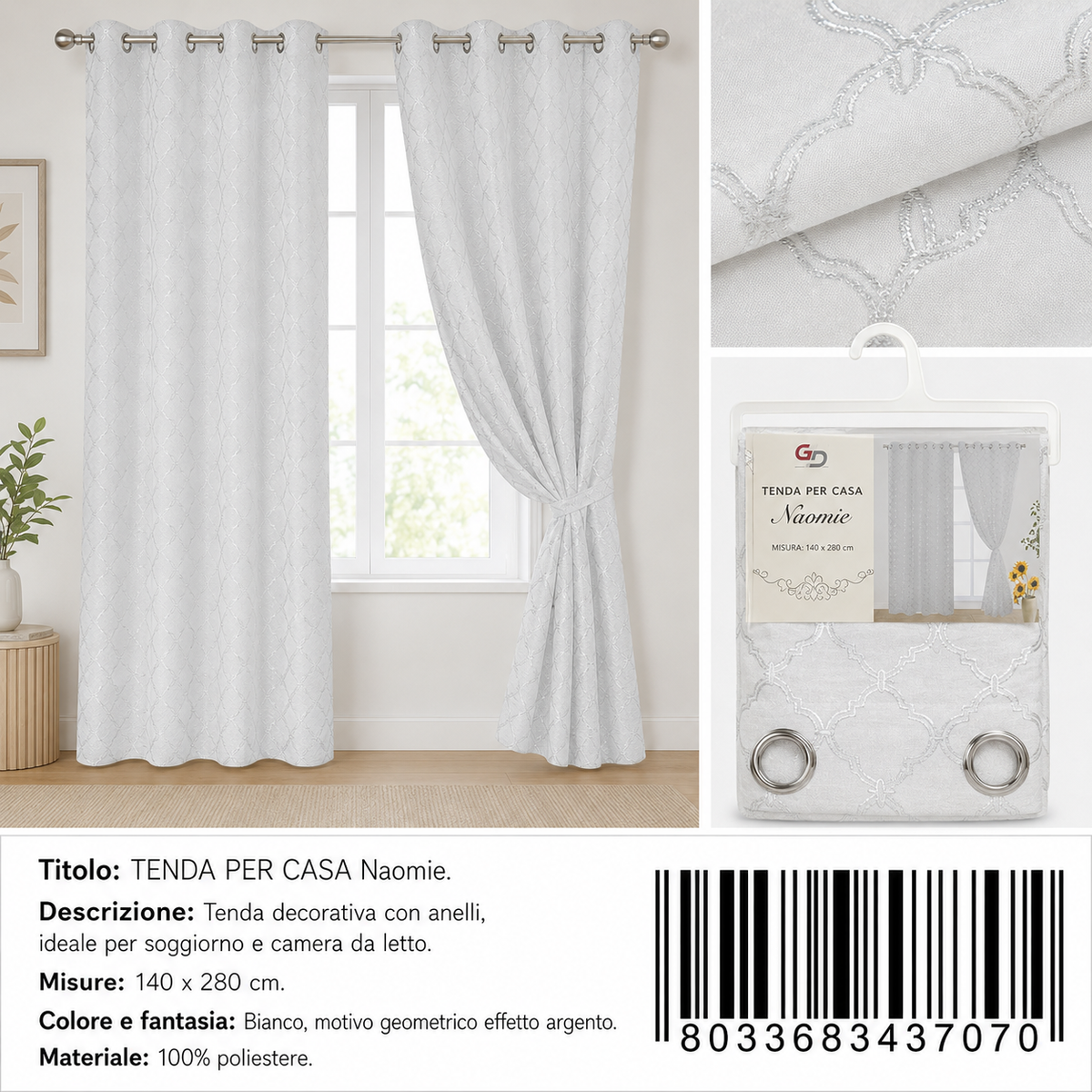 TENDA PER CASA NAOMIE 140*280CM - 8033683437070