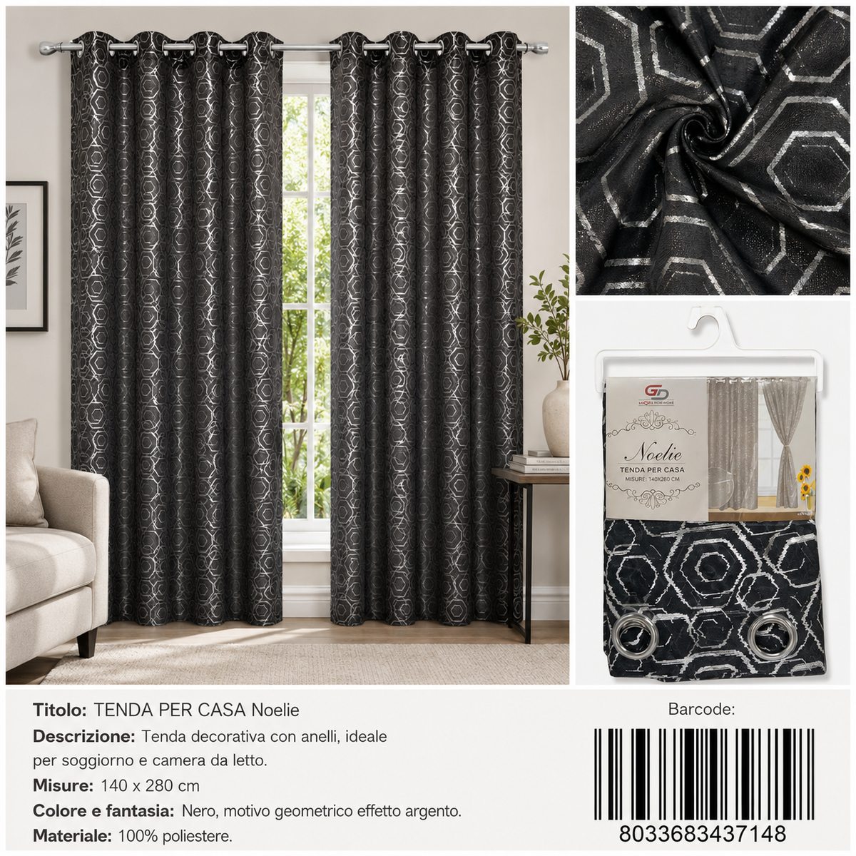 TENDA PER CASA NOELIE 140*280CM - 8033683437148