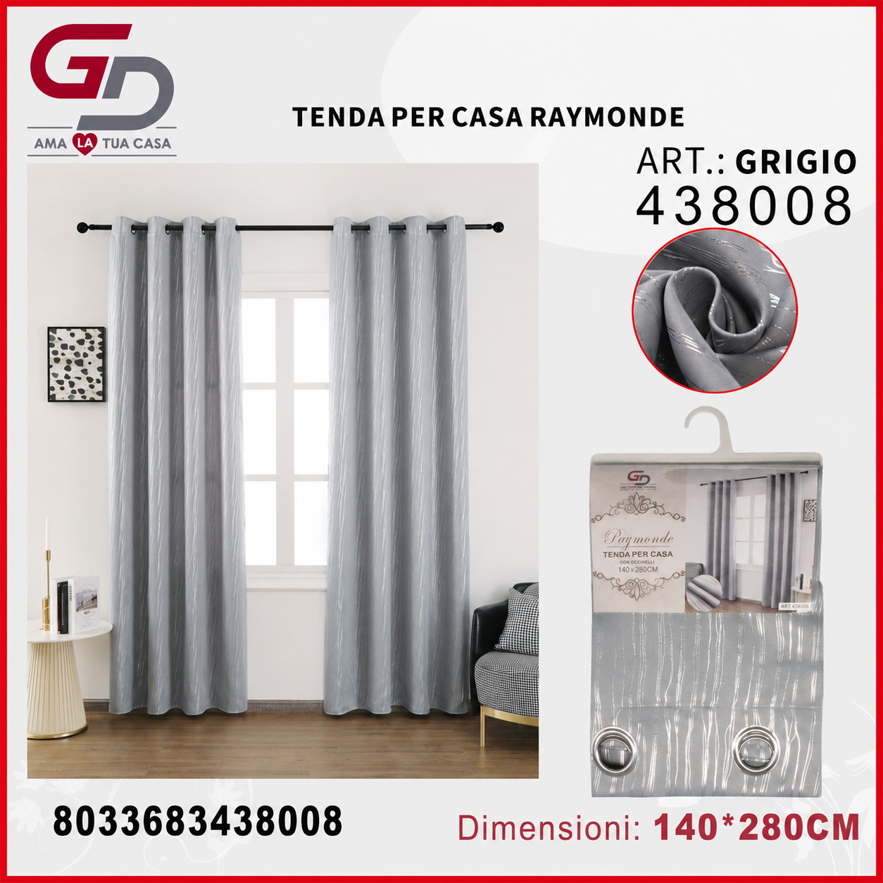 TENDA PER CASA RAYMONDE 140*280CM