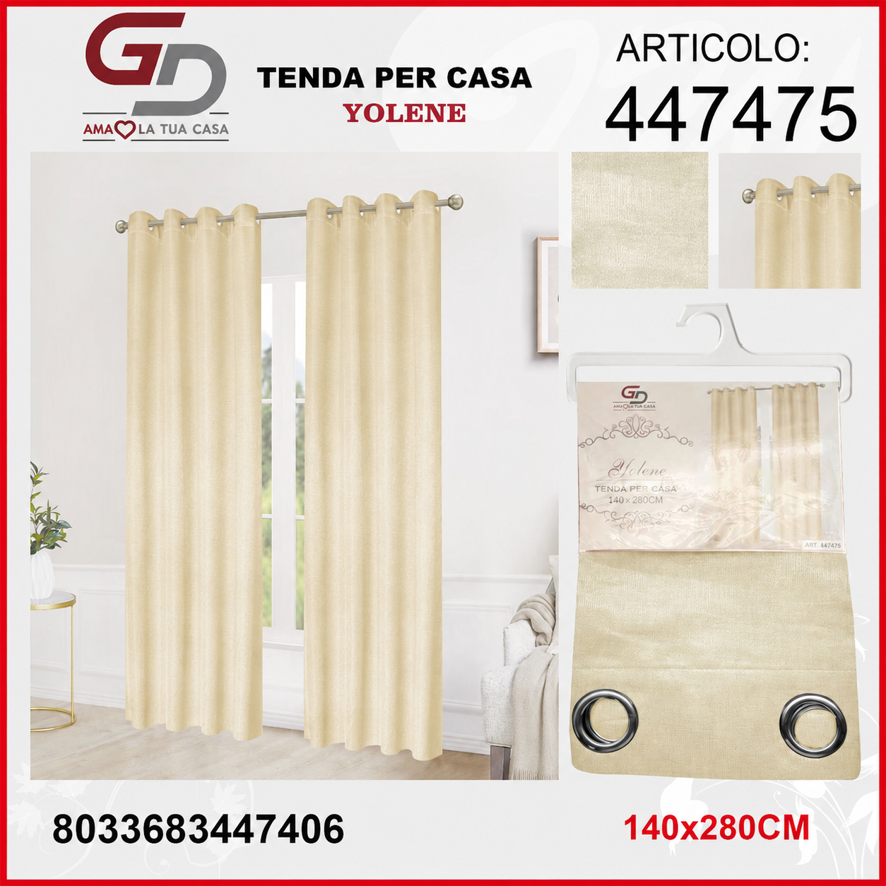 TENDA PER CASA YOLENE 140*280CM