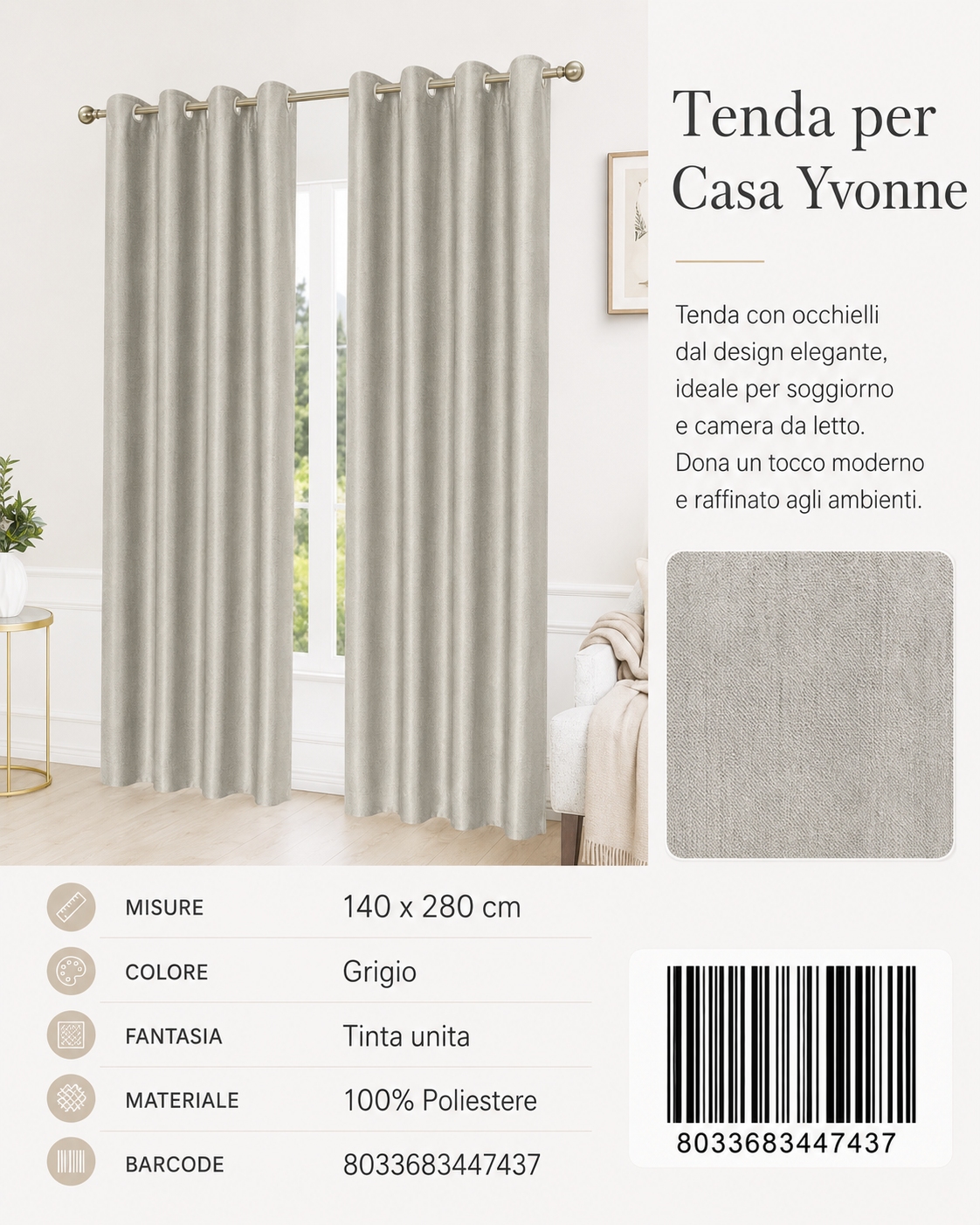 TENDA PER CASA YVONNE 140*280CM - 8033683447437