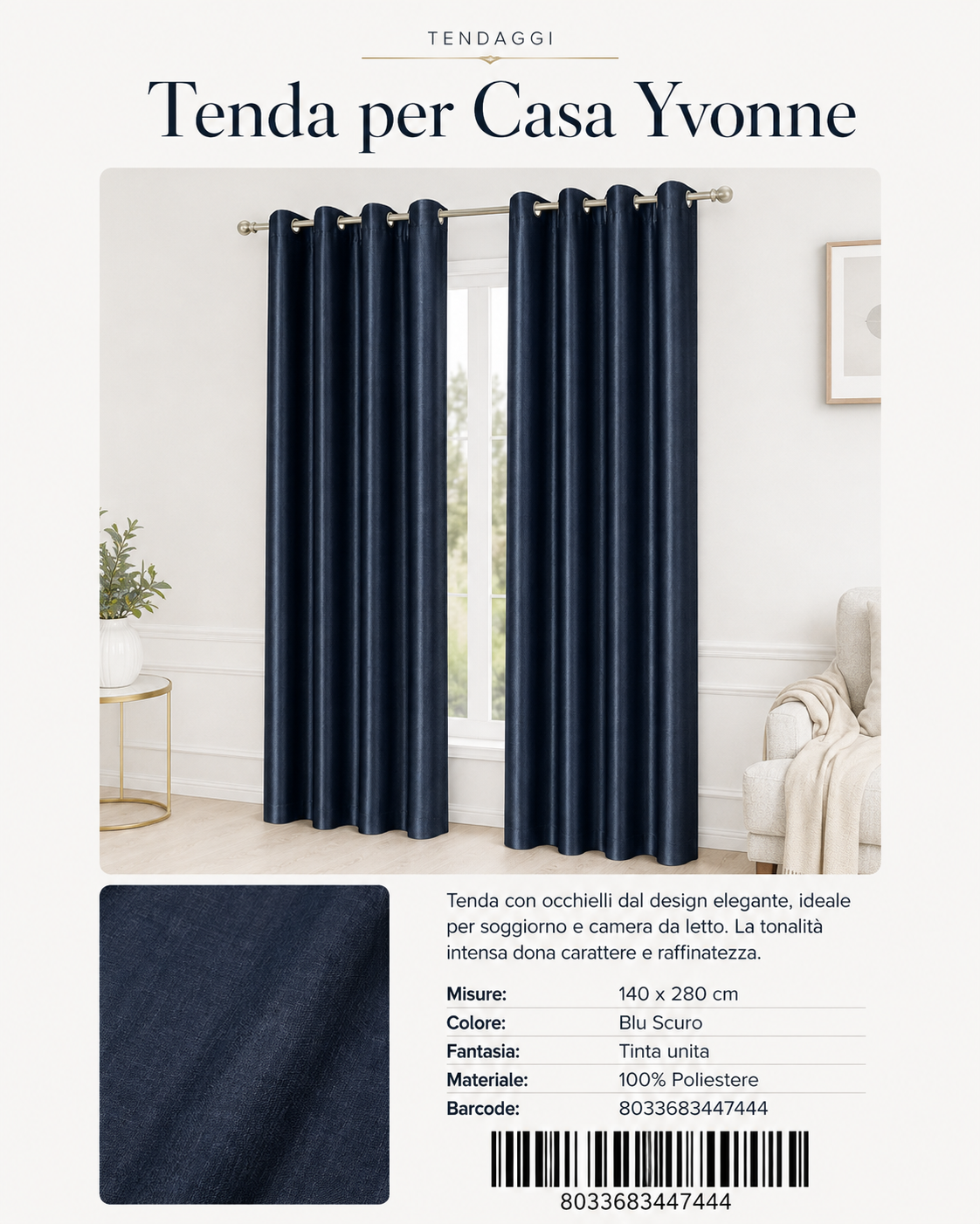 TENDA PER CASA YVONNE 140*280CM - 8033683447444