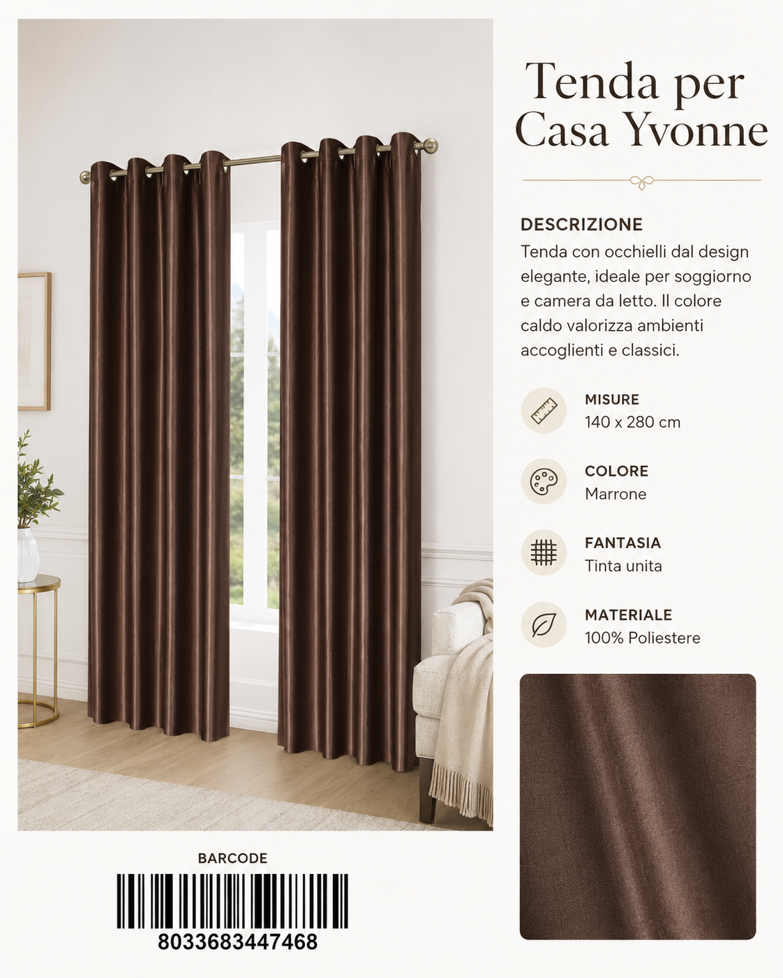 TENDA PER CASA YVONNE 140*280CM - 8033683447468