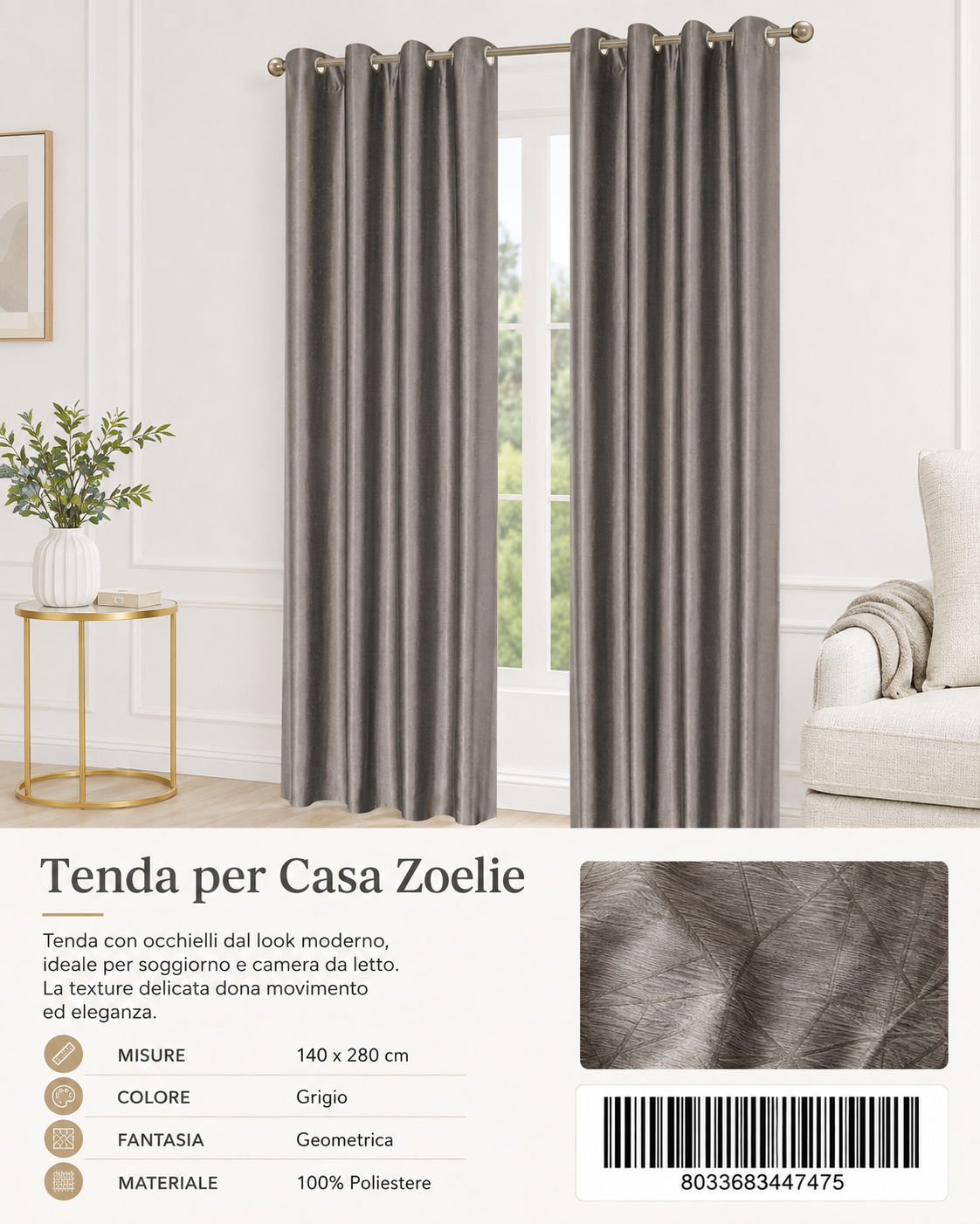 TENDA PER CASA ZOELIE 140*280CM - 8033683447475