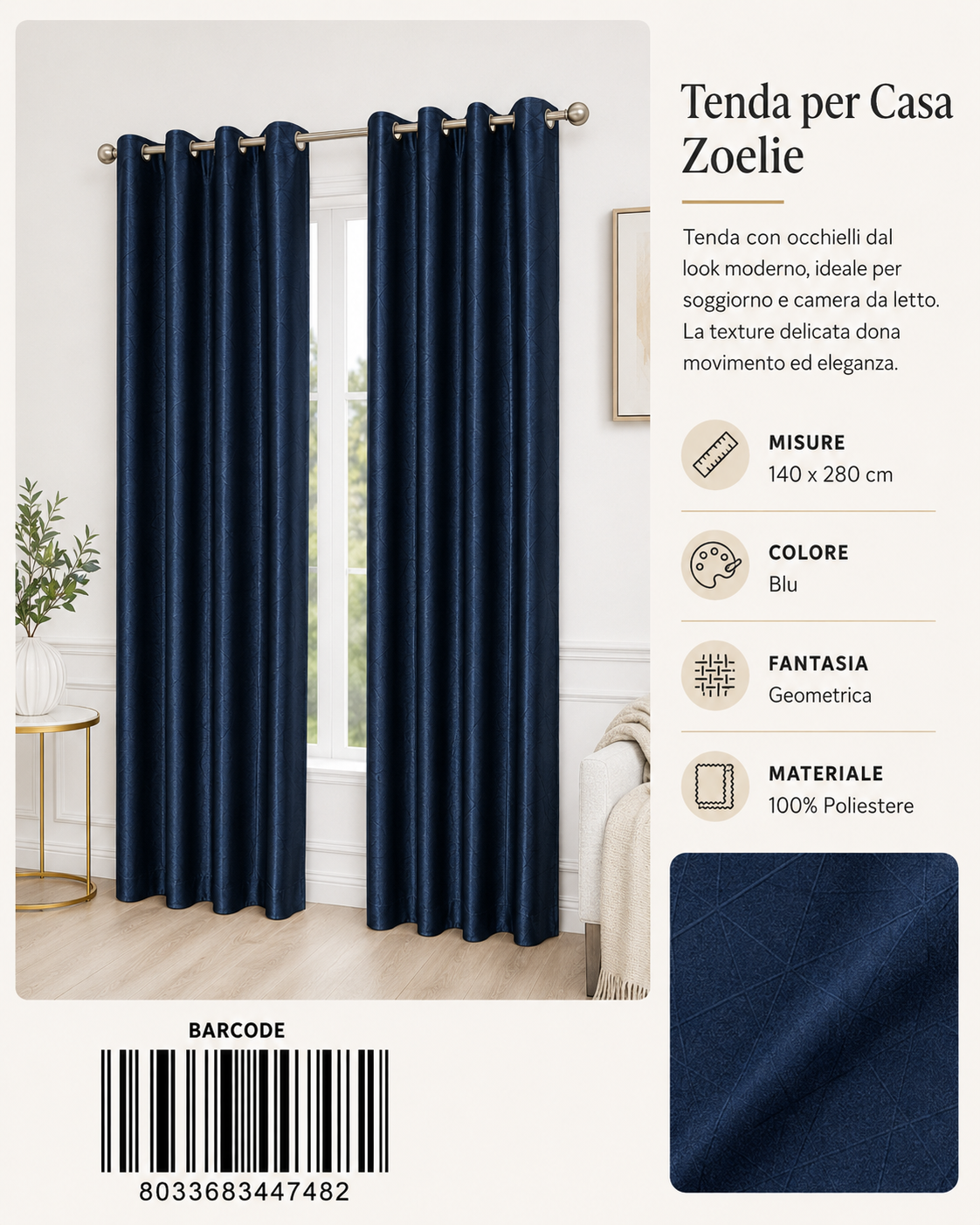 TENDA PER CASA ZOELIE 140*280CM - 8033683447482