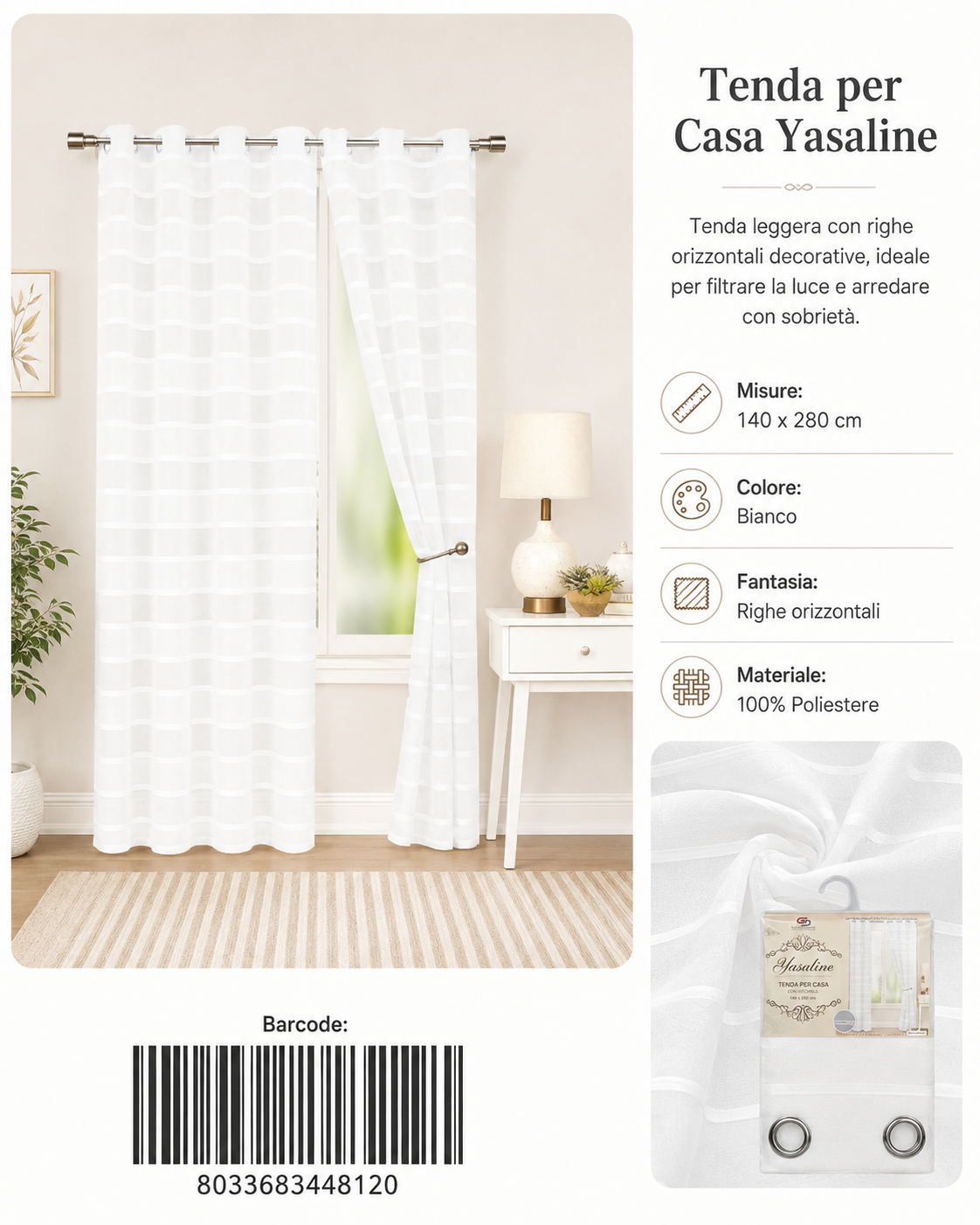 TENDA PER CASA YASALINE 140*280CM - 8033683448120