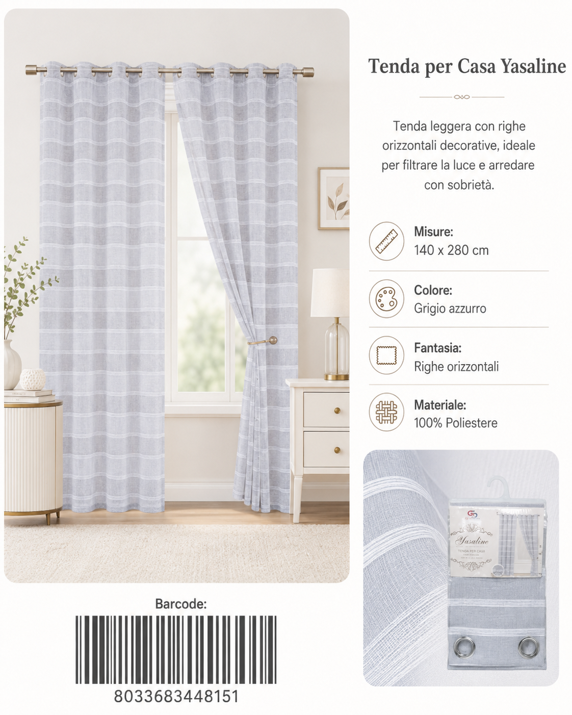 TENDA PER CASA YASALINE 140*280CM - 8033683448151
