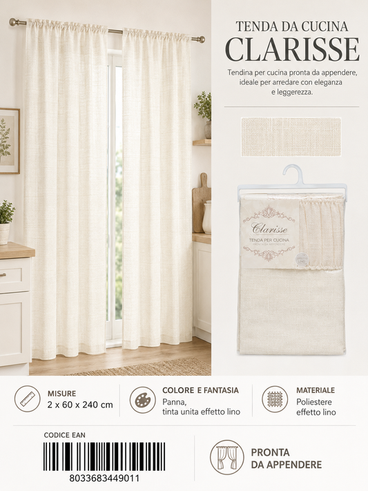 TENDA DA CUCINA CLARISSE 2*60*240CM 2*60*240CM - 8033683449011