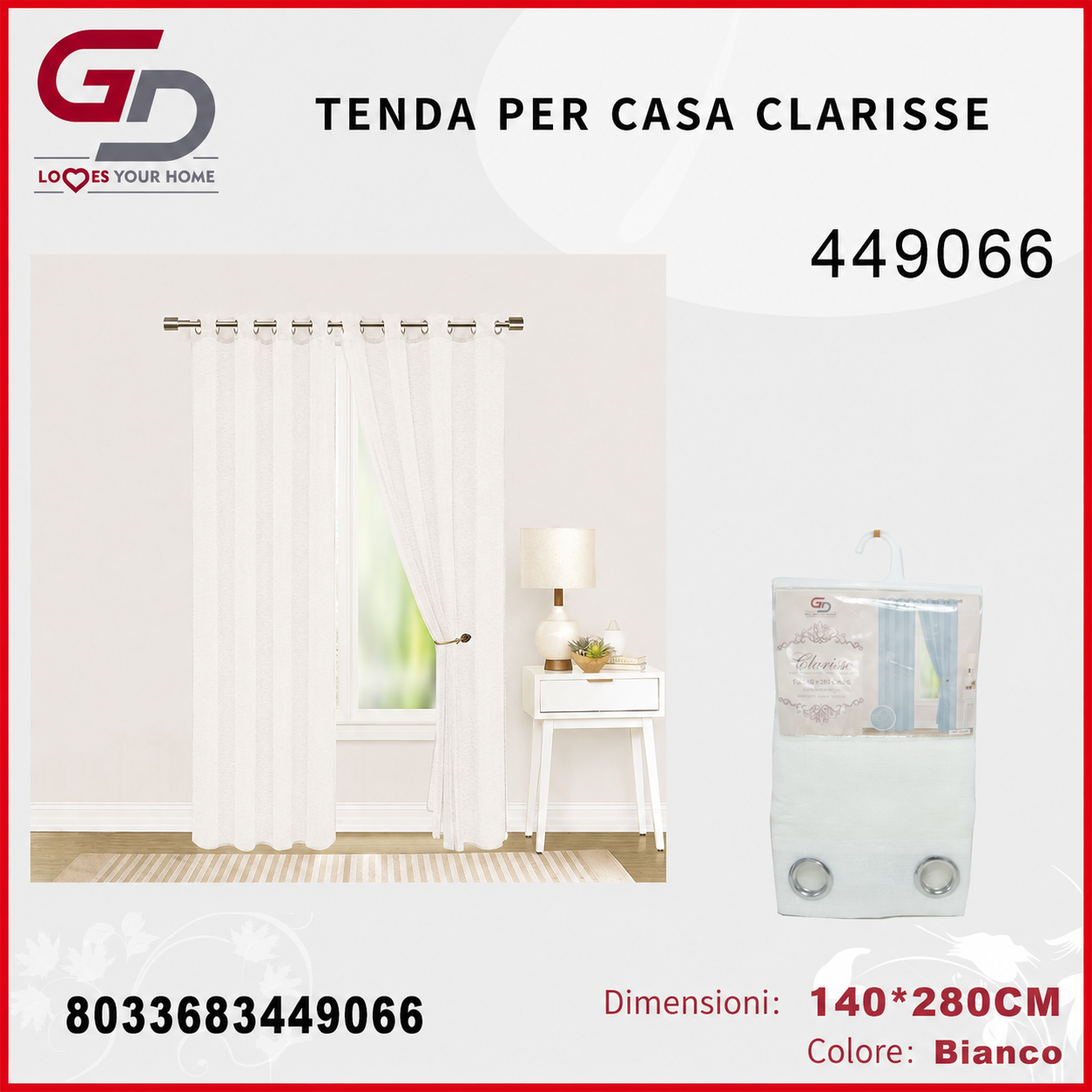 TENDA PER CASA CLARISSE 140*280CM