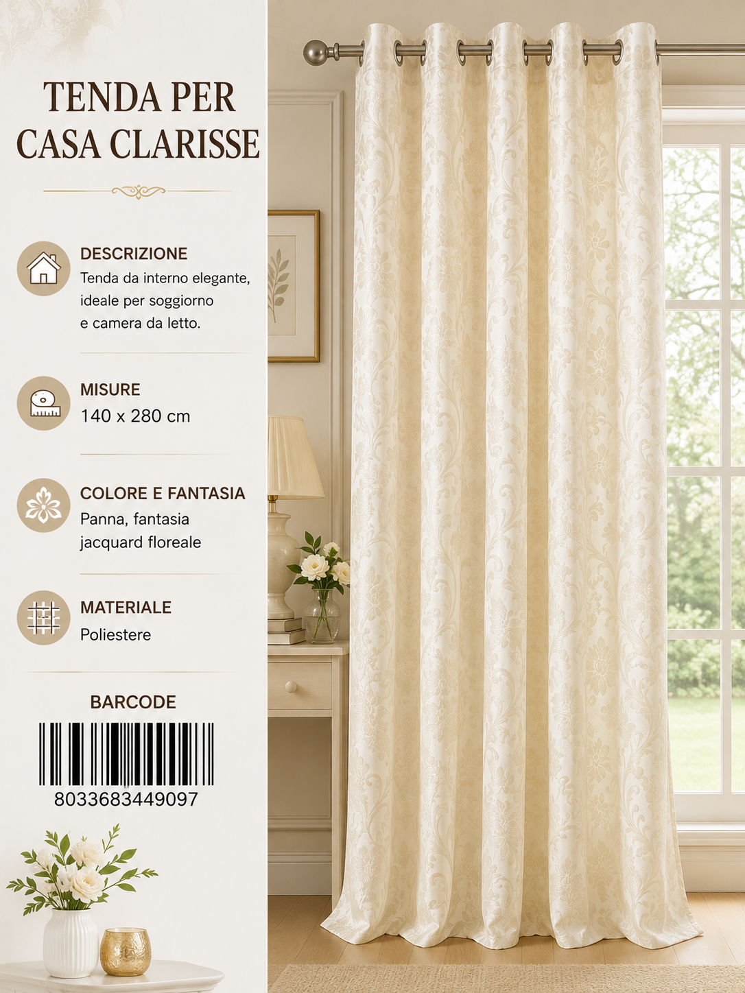 TENDA PER CASA CLARISSE 140*280CM