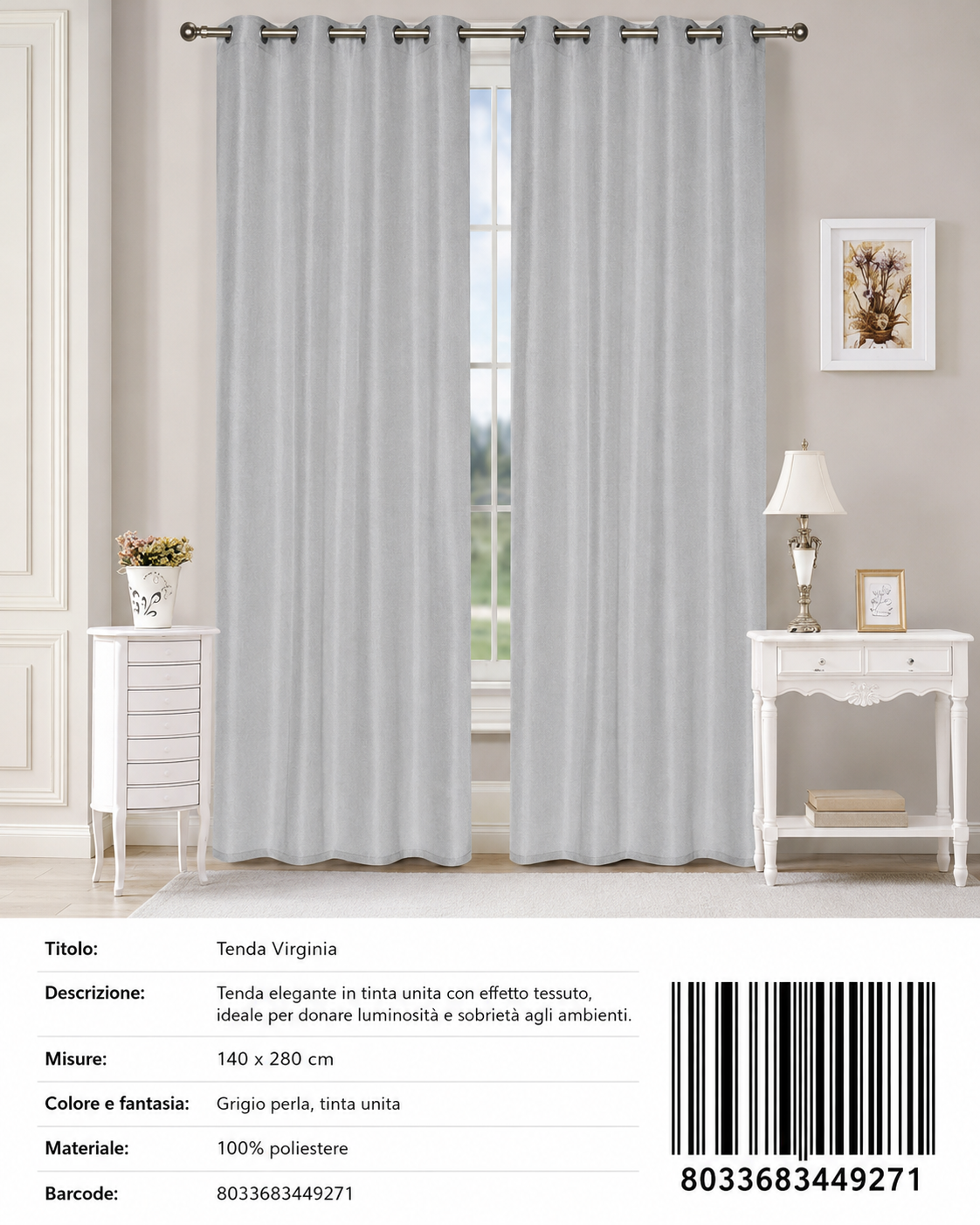 TENDA PER CASA VIRGINIA 140*280CM - 8033683449271