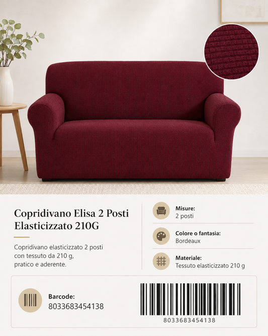 Copridivano Elasticizzato Elisa 2 Posti 210G