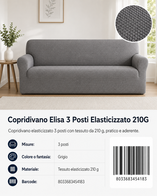 Copridivano Elasticizzato Elisa 3 Posti 210G