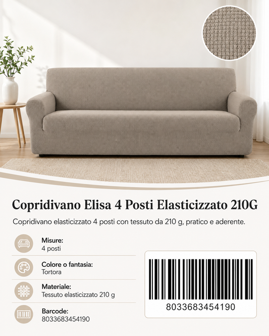 Copridivano Elasticizzato Elisa 4 Posti 210G