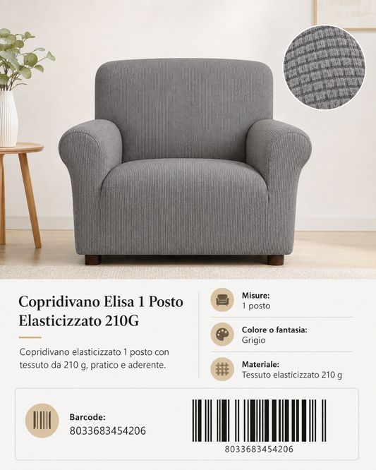 Copridivano Elasticizzato Elisa 1 Posti 210G - 8033683454206