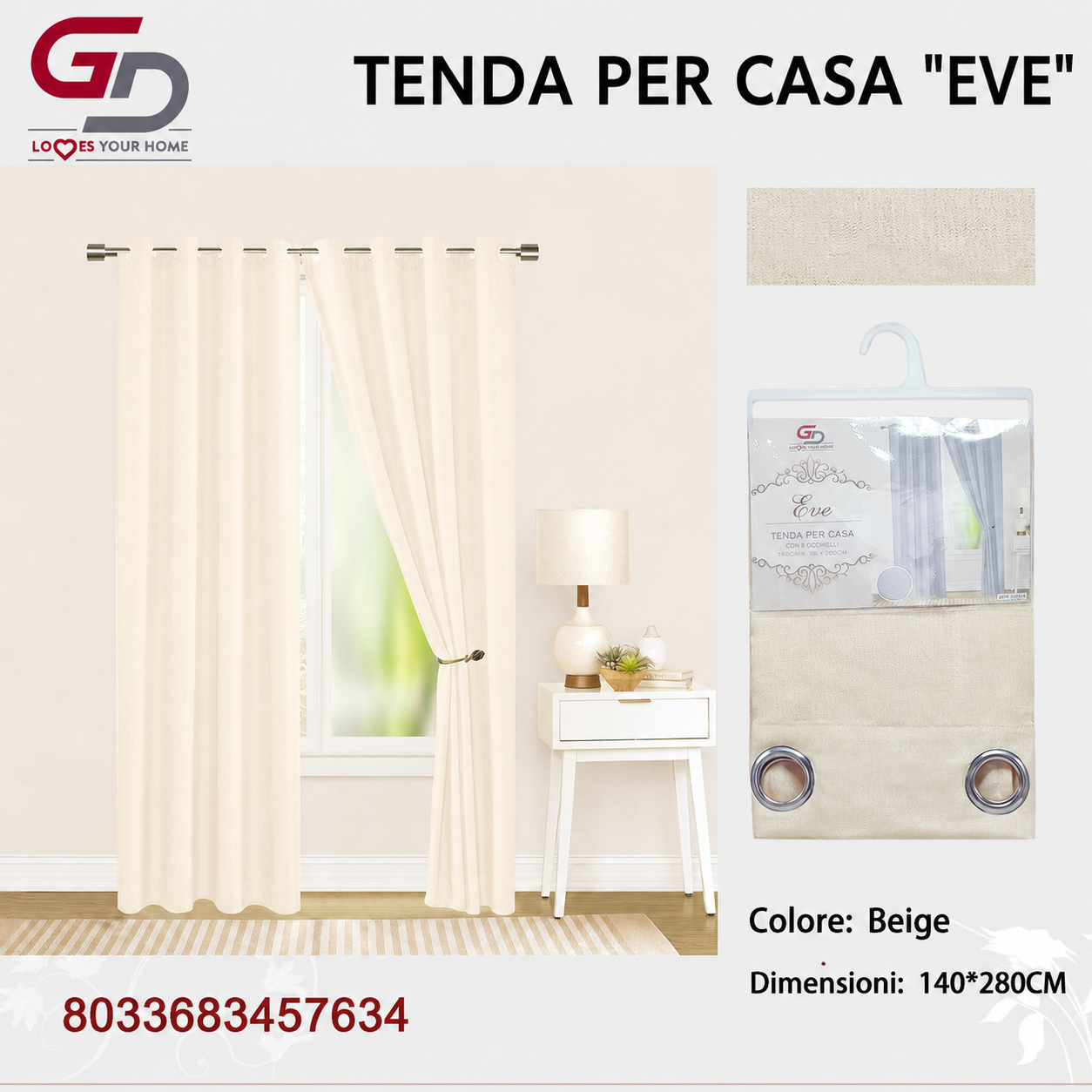 TENDA PER CASA EVE 140*280CM